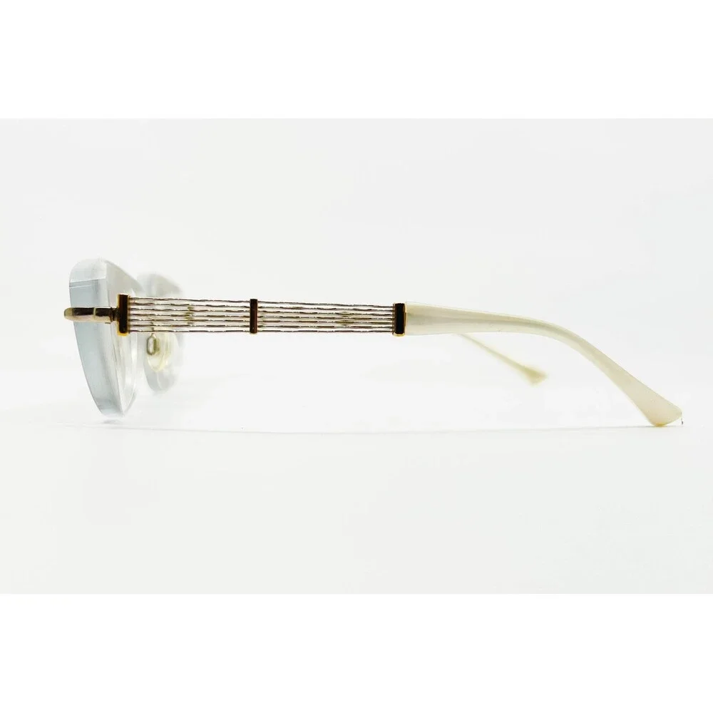 Charmant Line Art Eyeglasses Womens White Rimless Titan XL2040 53-16-135mm